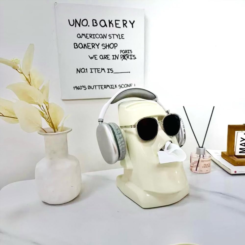 Moai Tissue Box Holder with Headphone Stand - view 5