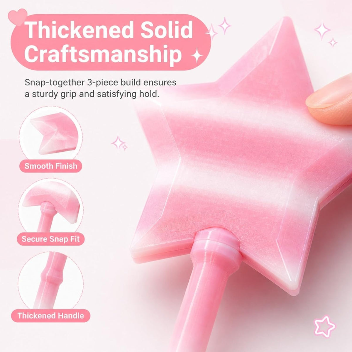 Star Wand Card Holder, Detachable 3-Piece - Pink Gradient