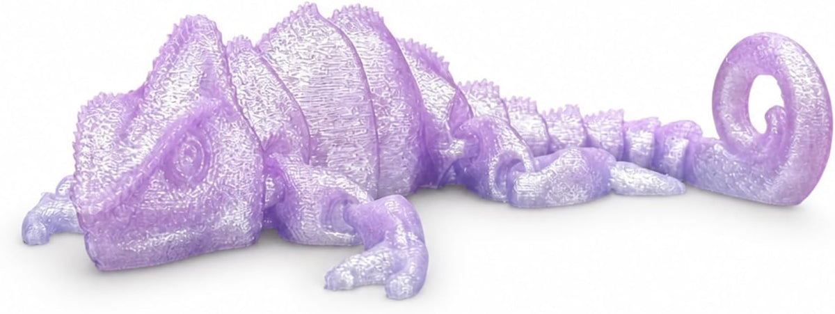 Articulated Chameleon Fidget Toy, Glossy Gradient - Purple