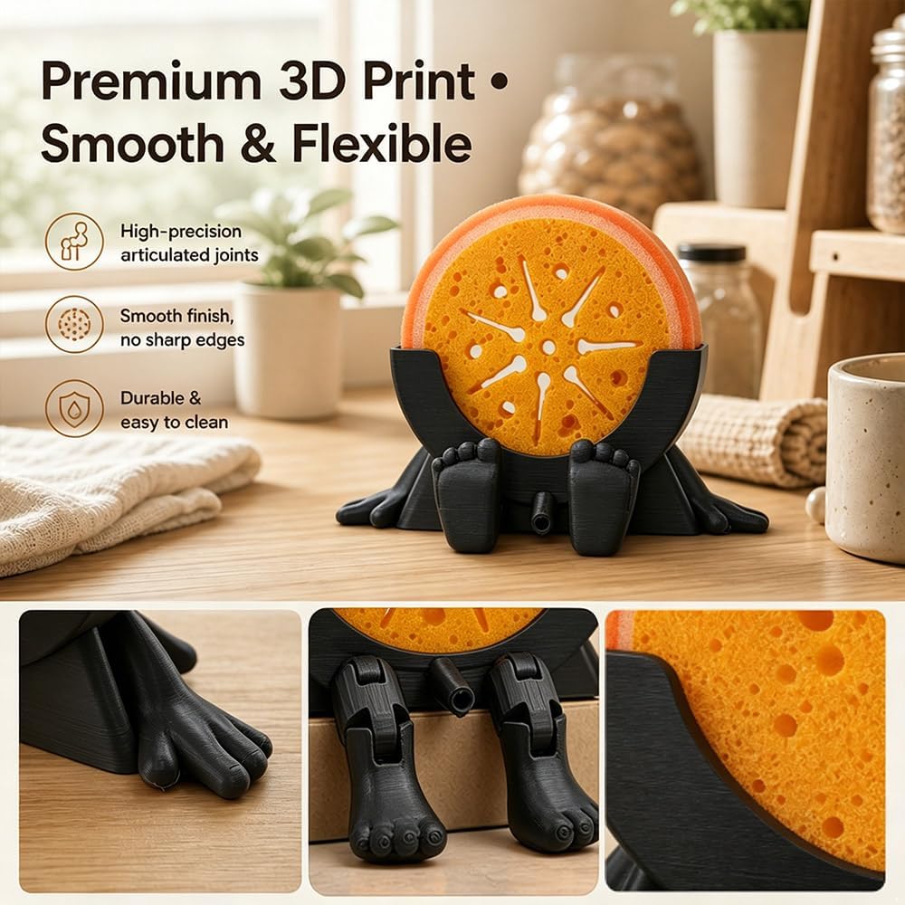Sponge Holder for Kitchen Sink with 2 Sponges - Black