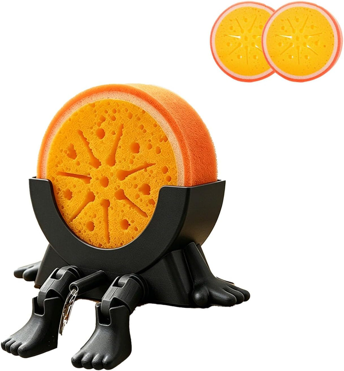 Sponge Holder for Kitchen Sink with 2 Sponges - Orange
