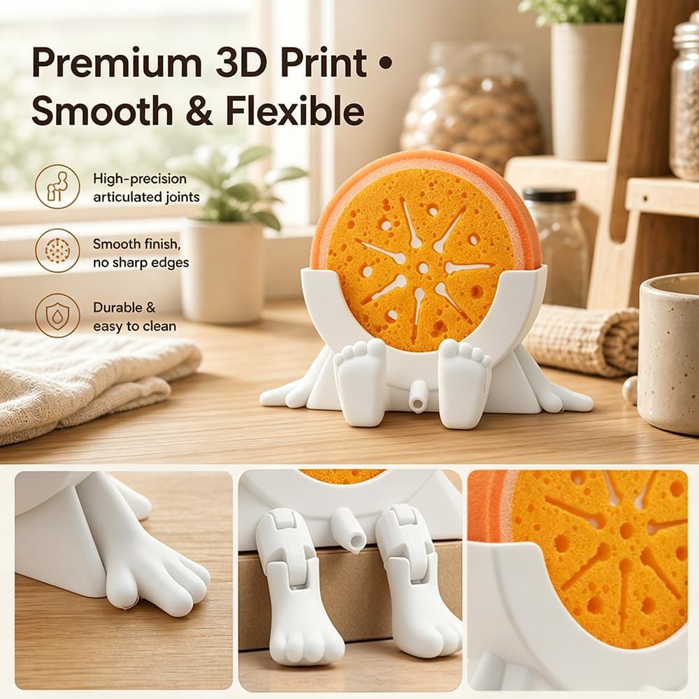 Sponge Holder for Kitchen Sink with 2 Sponges - White