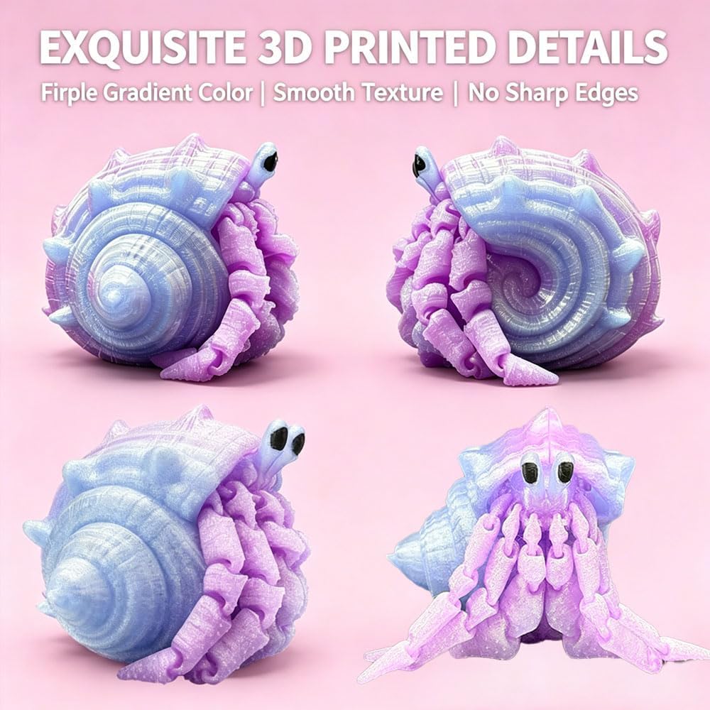 Articulated Hermit Crab Fidget Toy - Lavender Pink