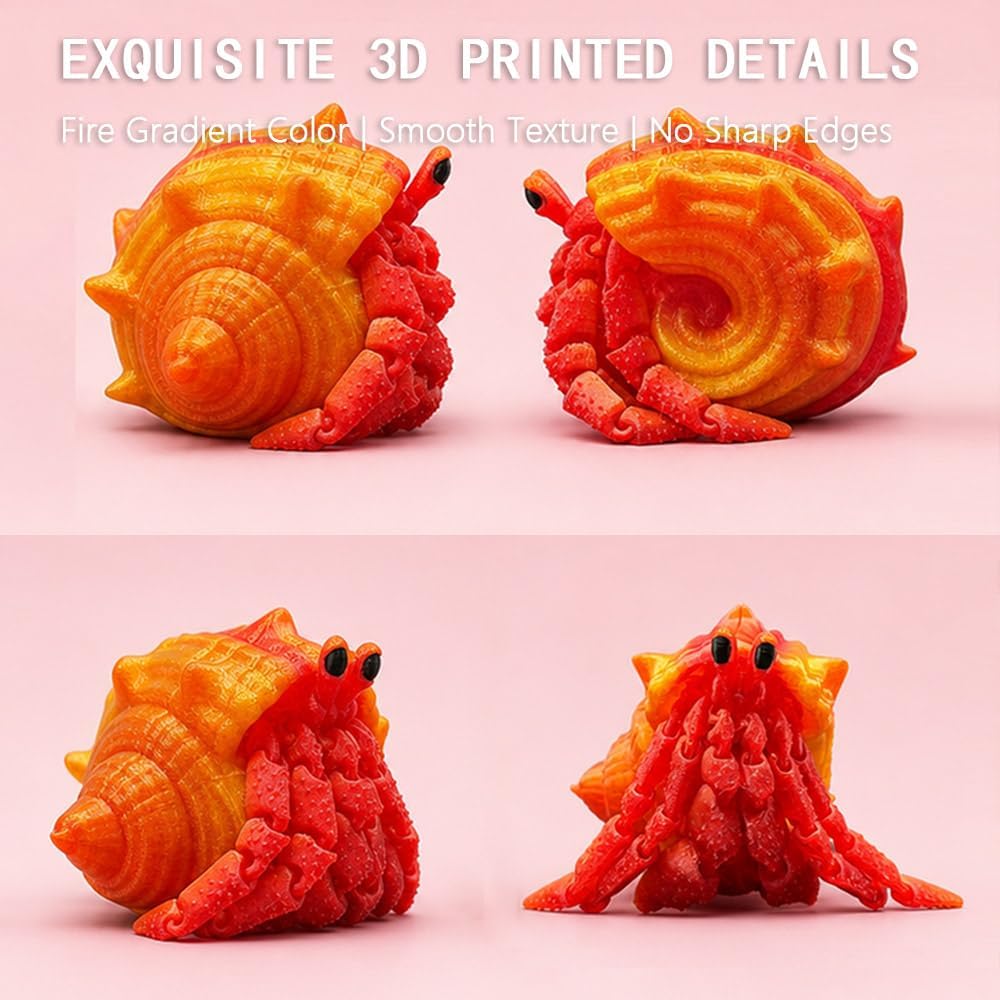 Articulated Hermit Crab Fidget Toy - Orange Gold