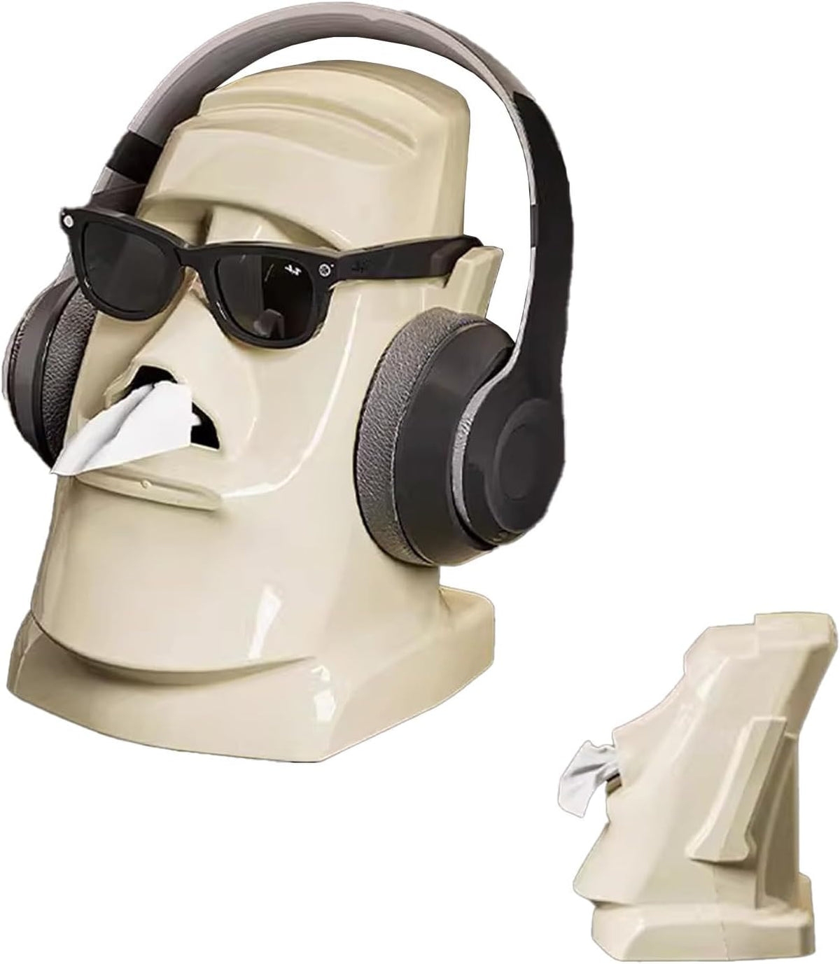 Moai Tissue Box Holder with Headphone Stand - view 6