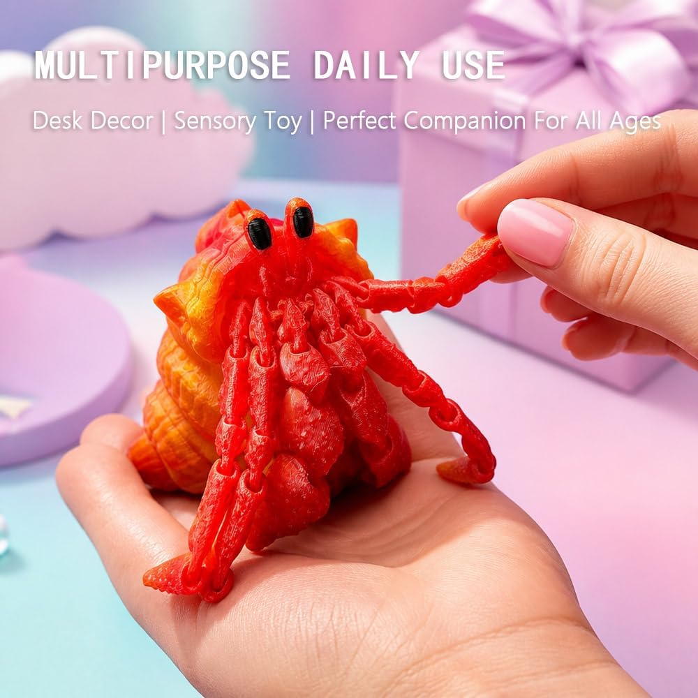 Articulated Hermit Crab Fidget Toy - Orange Gold