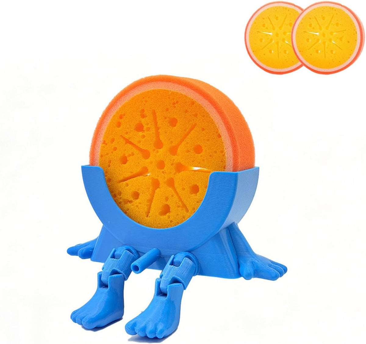 Sponge Holder for Kitchen Sink with 2 Sponges - Orange