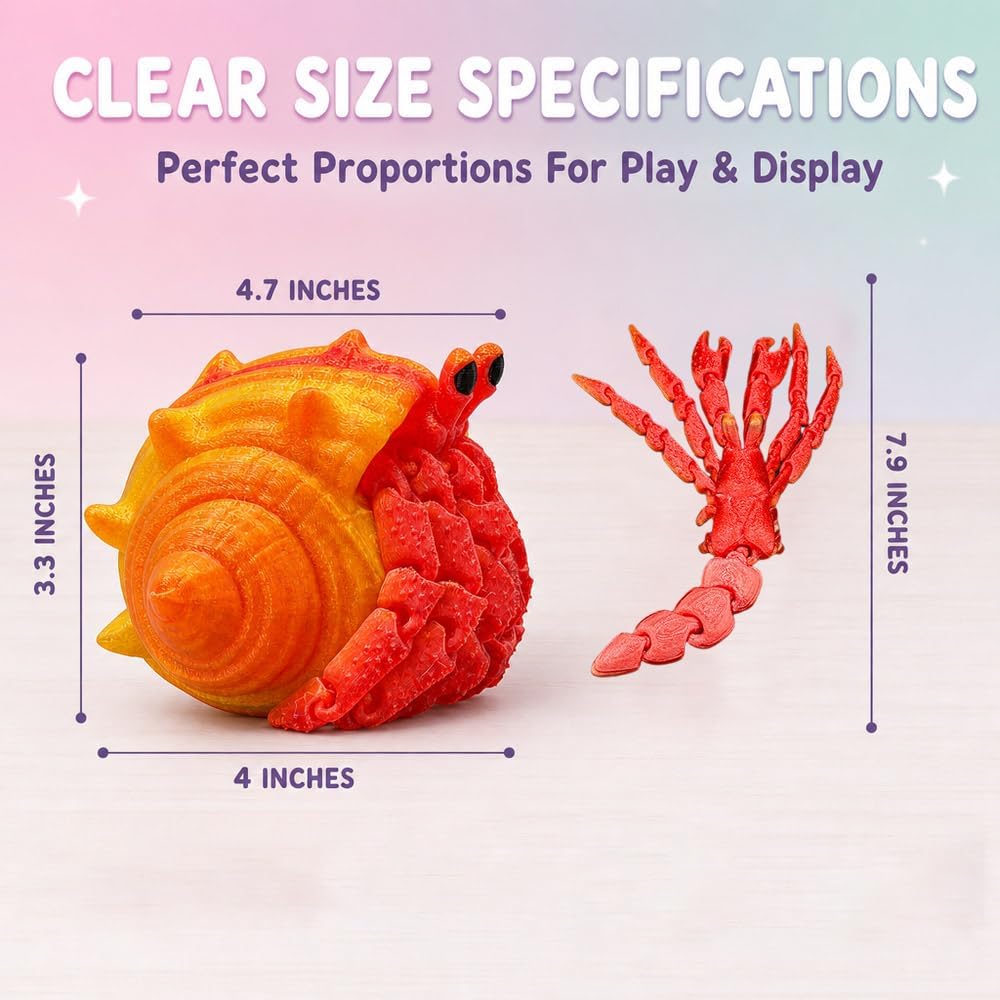 Articulated Hermit Crab Fidget Toy - Orange Gold