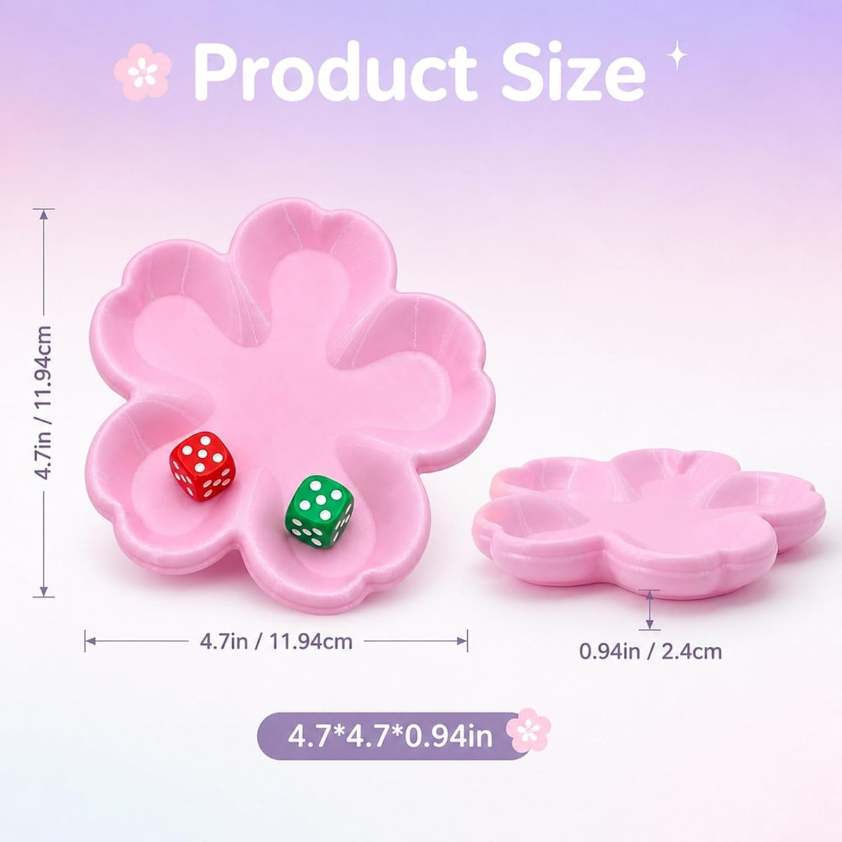 Pink Flower Dice Dish for Mahjong - view 2