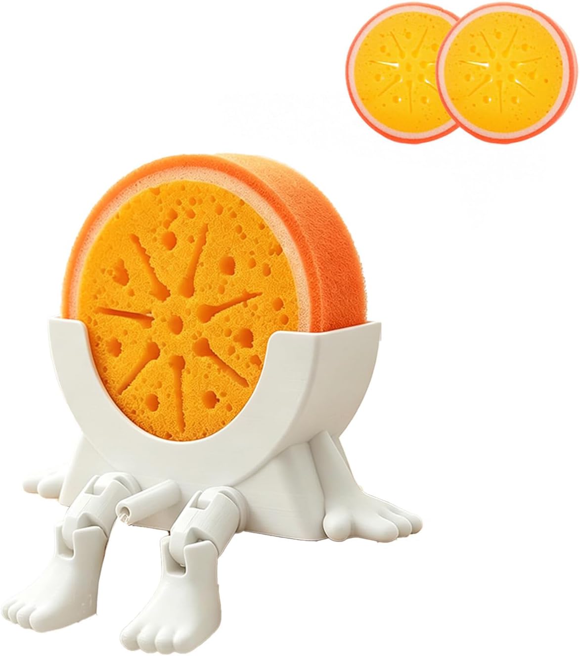 Sponge Holder for Kitchen Sink with 2 Sponges - Orange