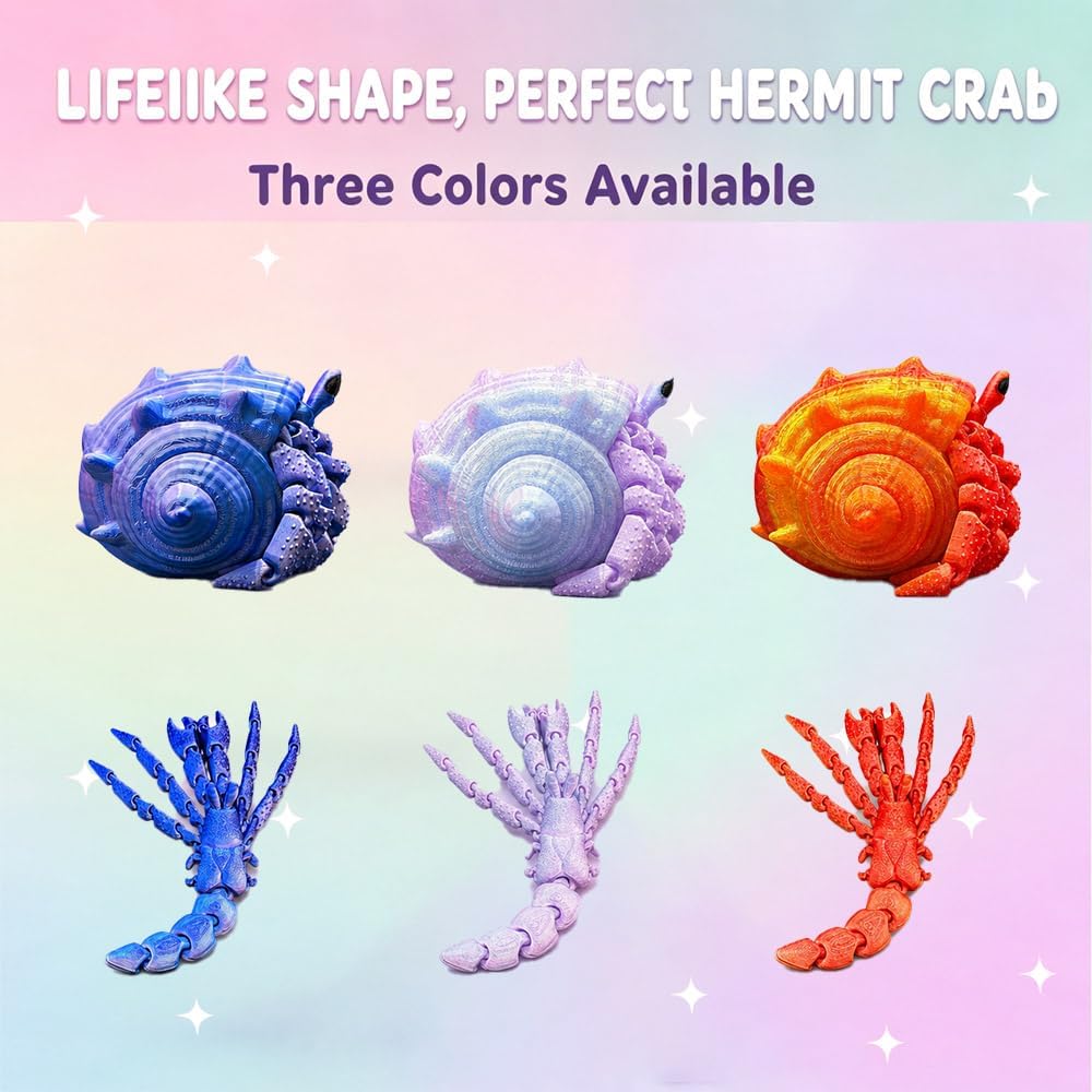 Articulated Hermit Crab Fidget Toy - Lavender Pink