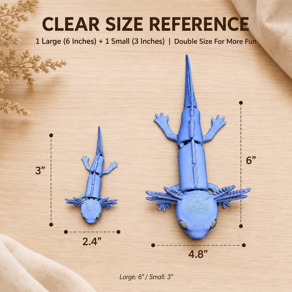 Articulated Axolotl Fidget Toys, 2-Pack (6 in + 3 in) - view 4