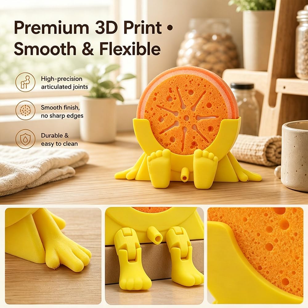 Sponge Holder for Kitchen Sink with 2 Sponges - Yellow
