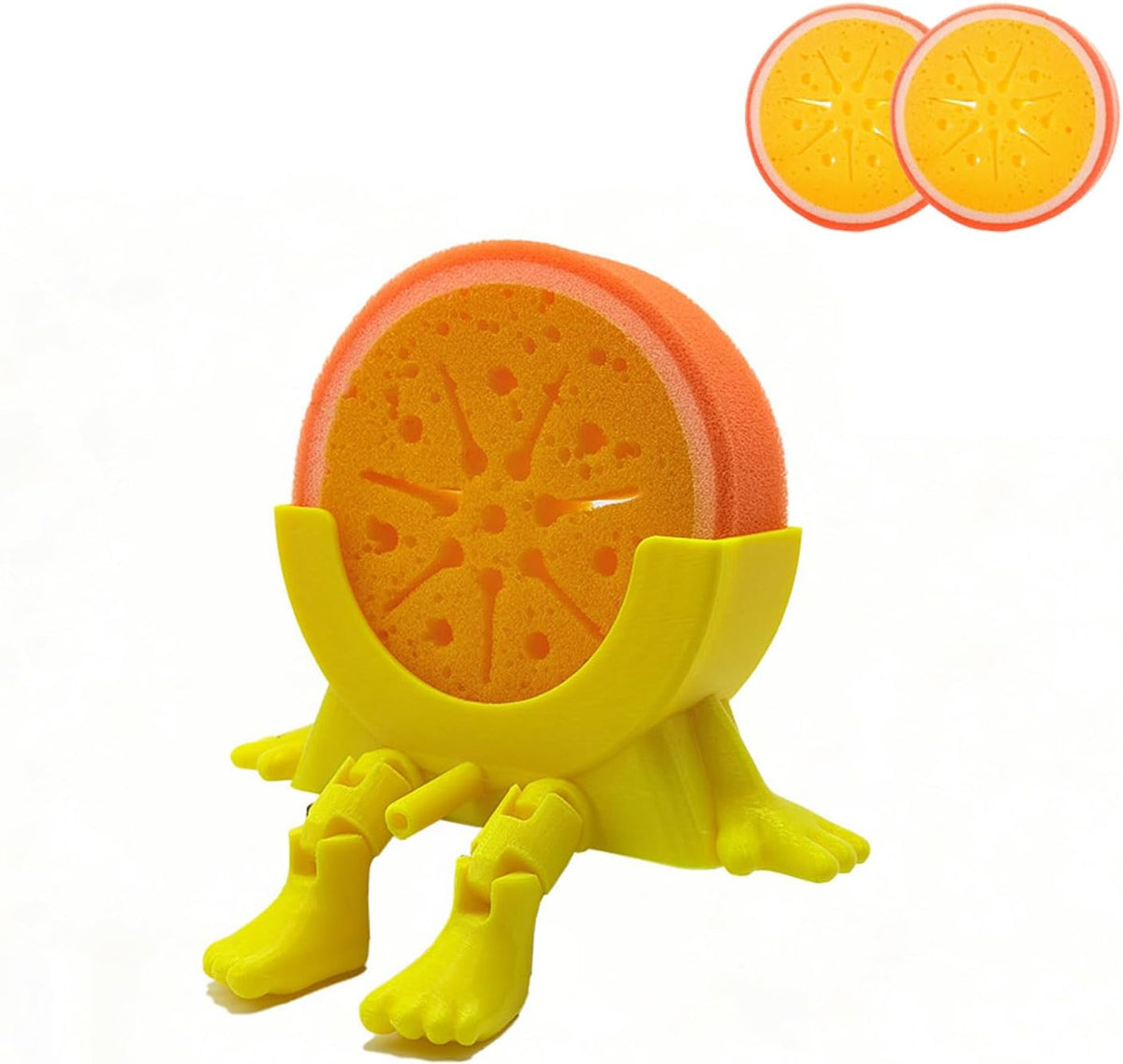 Sponge Holder for Kitchen Sink with 2 Sponges - Orange