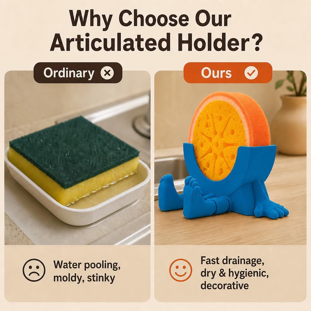 Sponge Holder for Kitchen Sink with 2 Sponges - Blue
