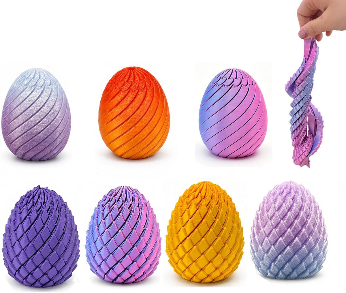 Stretchable Fidget Eggs, 7-Pack (Textured + Smooth) - view 1