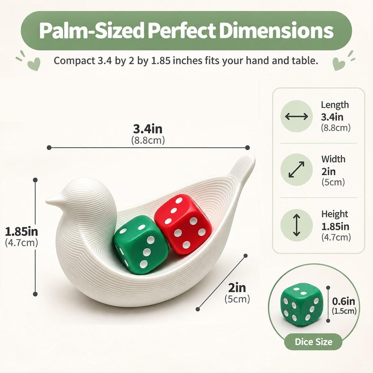 Mini Bird Dice Dish, Holds 2 Dice - view 7