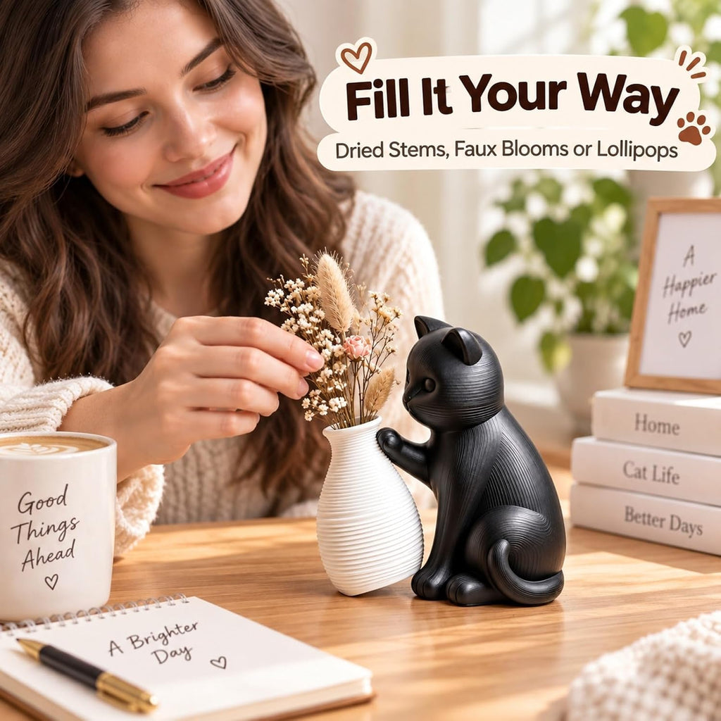 Mini Black Cat Vase - 1 piece