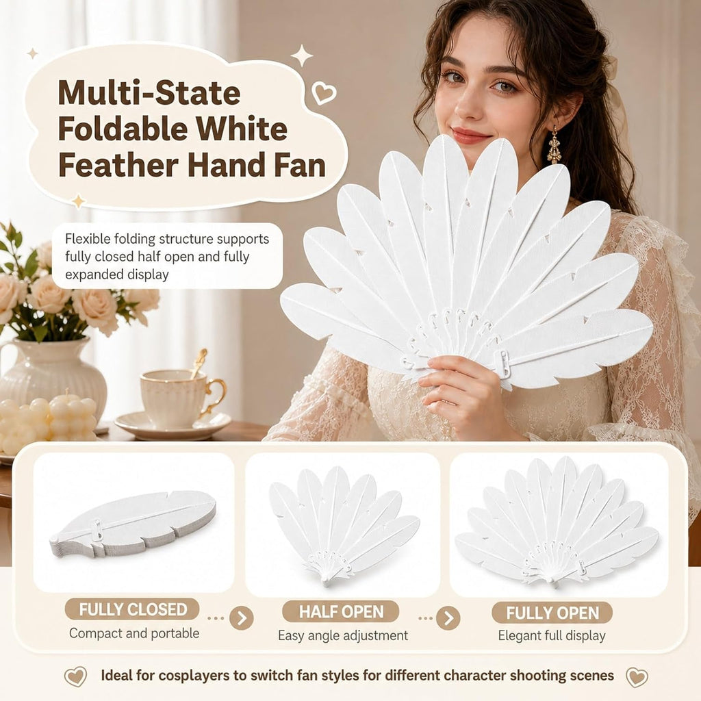 Feather Folding Hand Fan, Cosplay Prop - view 5