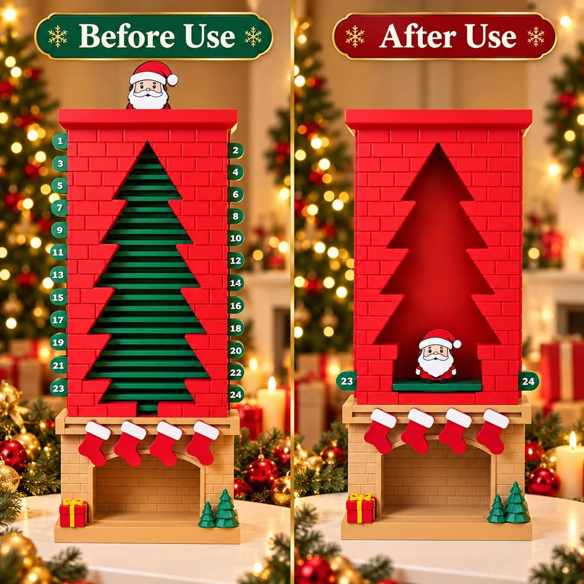 Advent Calendar with Moving Santa, Reusable 24-Day - view 5