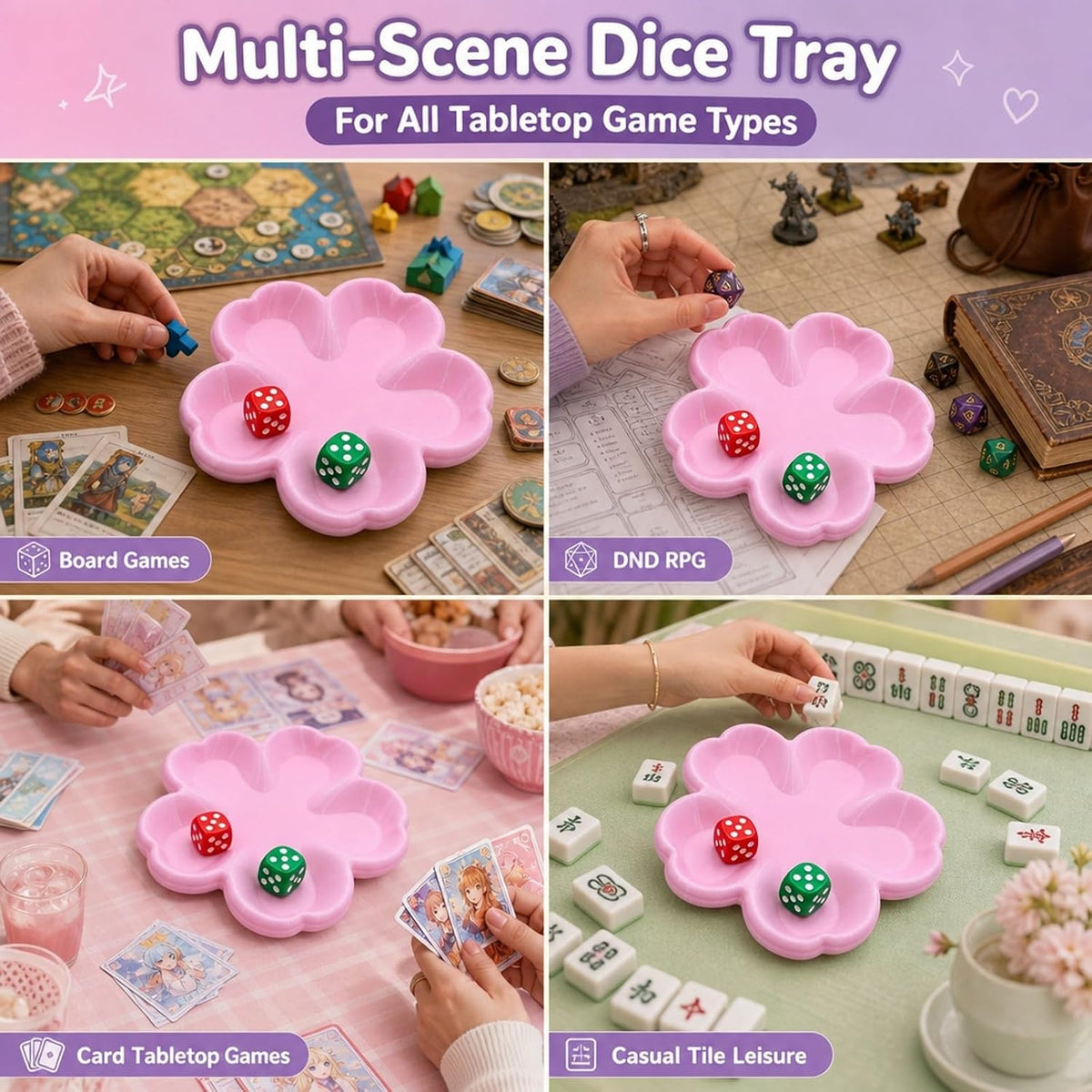 Pink Flower Dice Dish for Mahjong - view 4