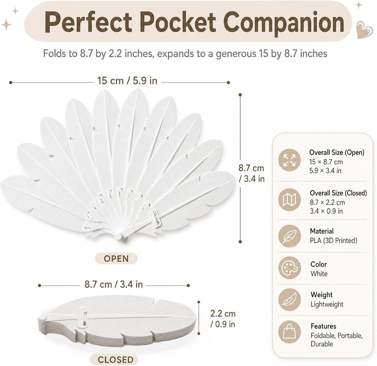 Feather Folding Hand Fan, Cosplay Prop - view 7