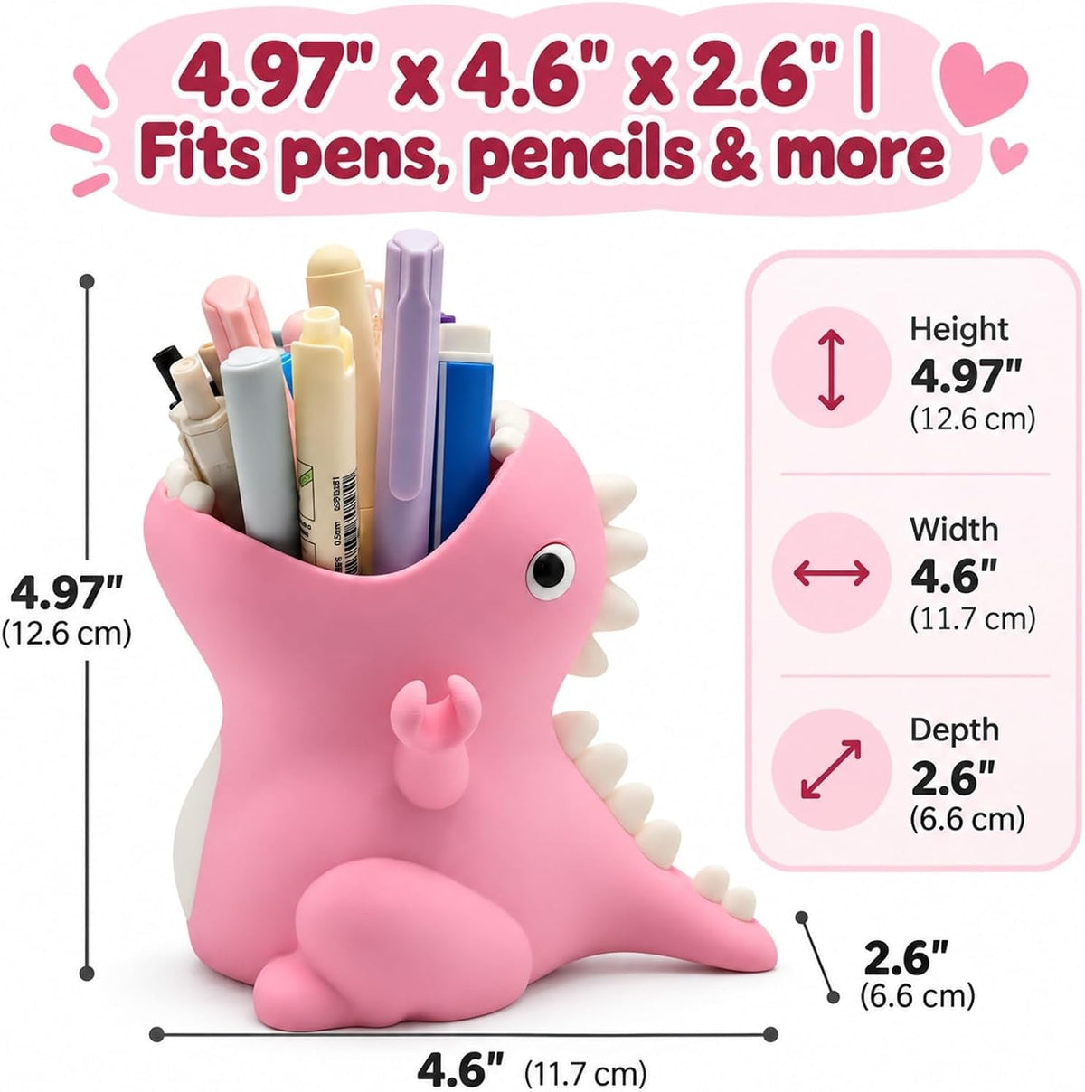Dinosaur Pen Holder - Pink