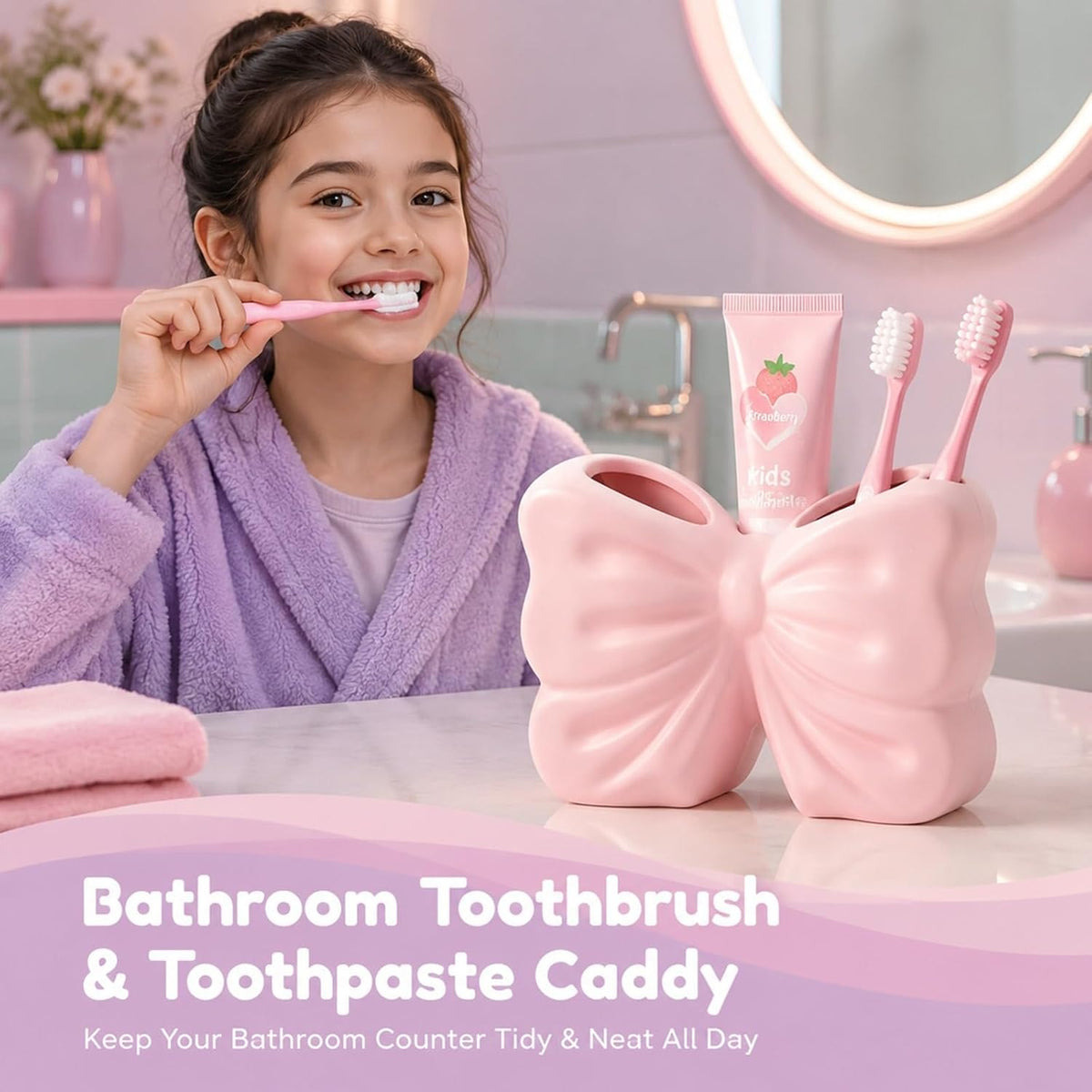 Pink Bow Toothbrush Holder - view 1