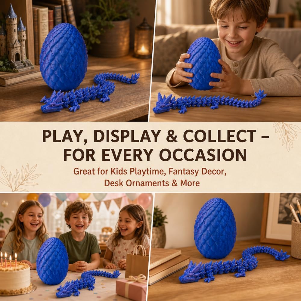 Dragon Egg Fidget Toy with Dragon Inside - Blue Gradient