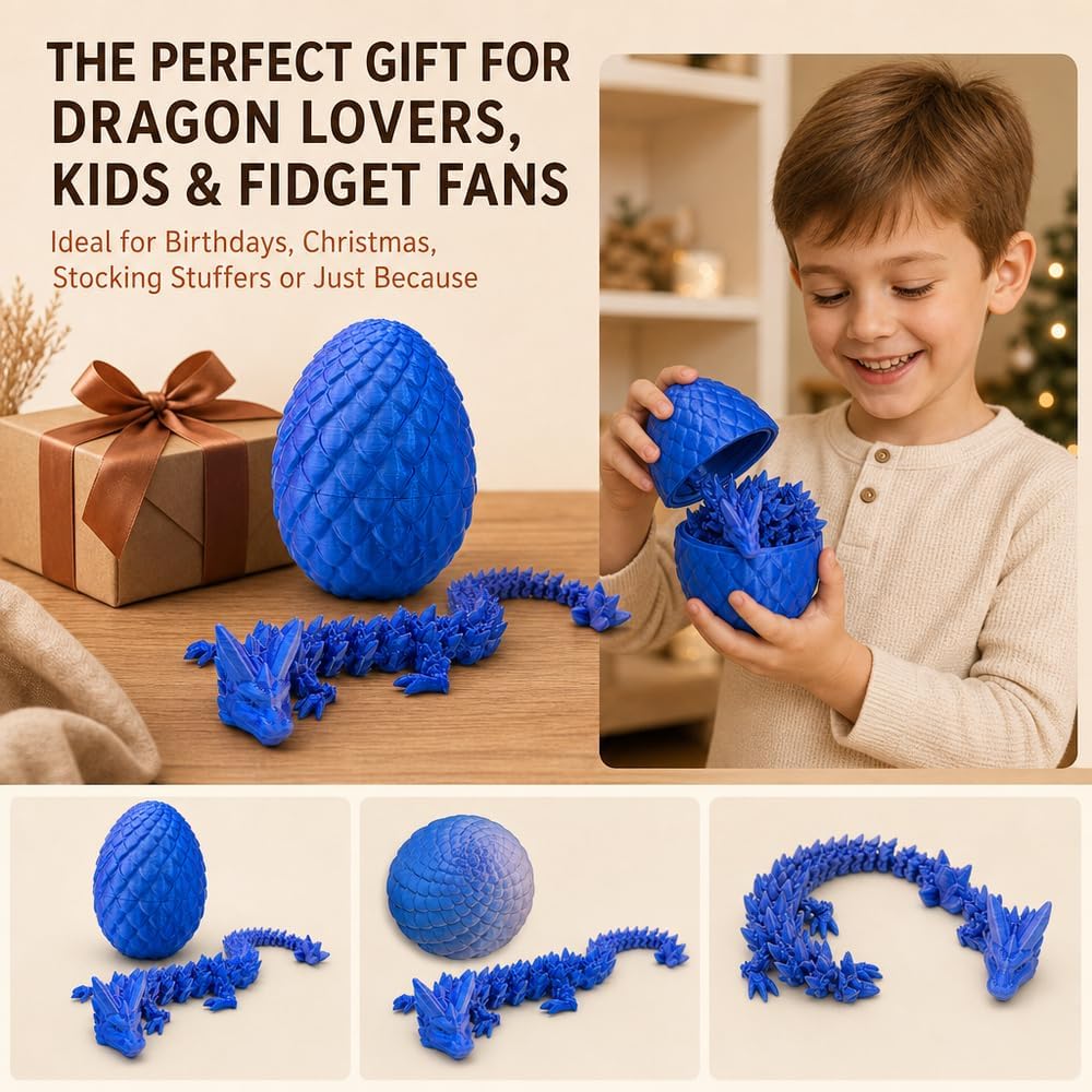 Dragon Egg Fidget Toy with Dragon Inside - Blue Gradient