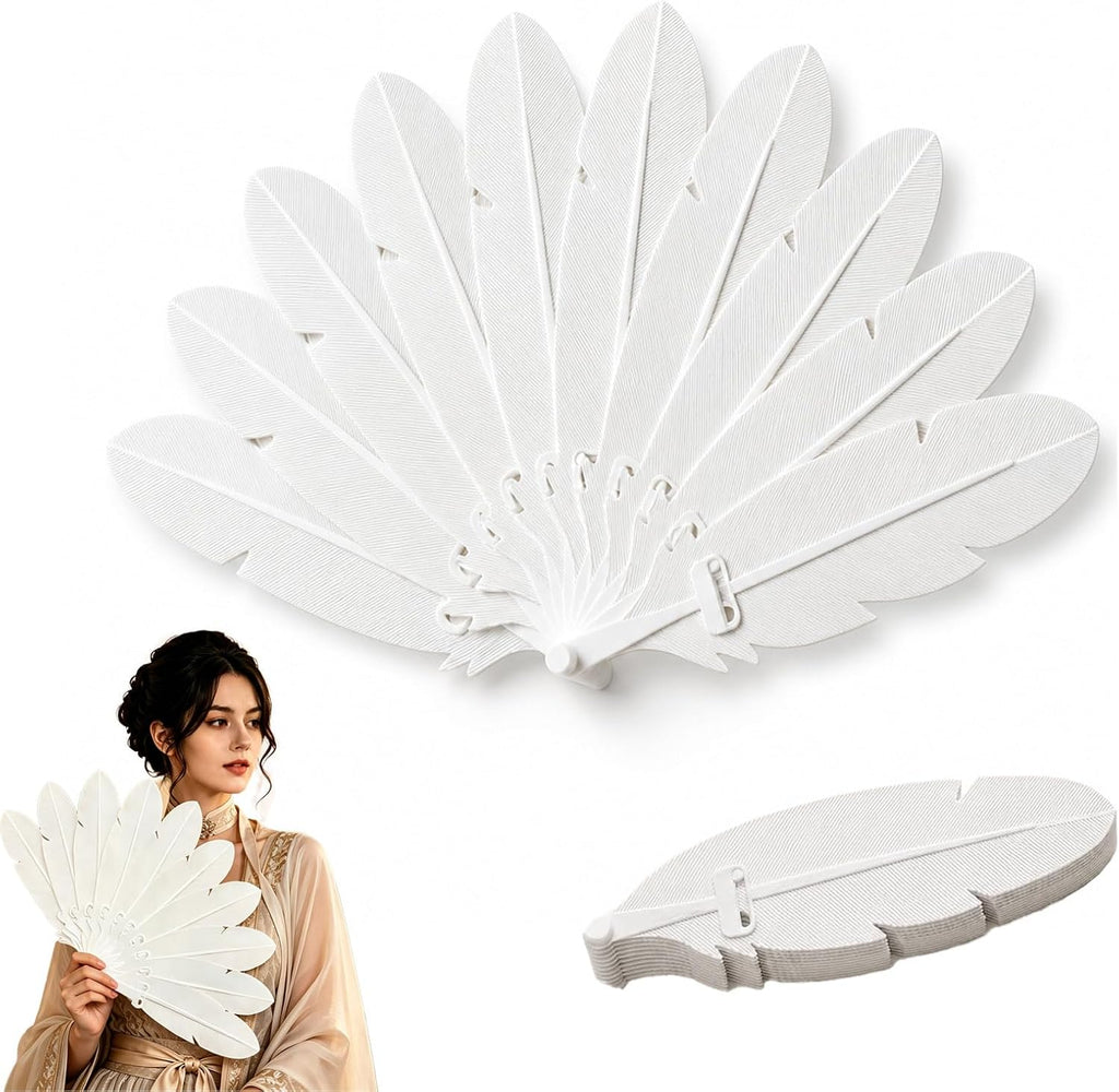 Feather Folding Hand Fan, Cosplay Prop - view 6