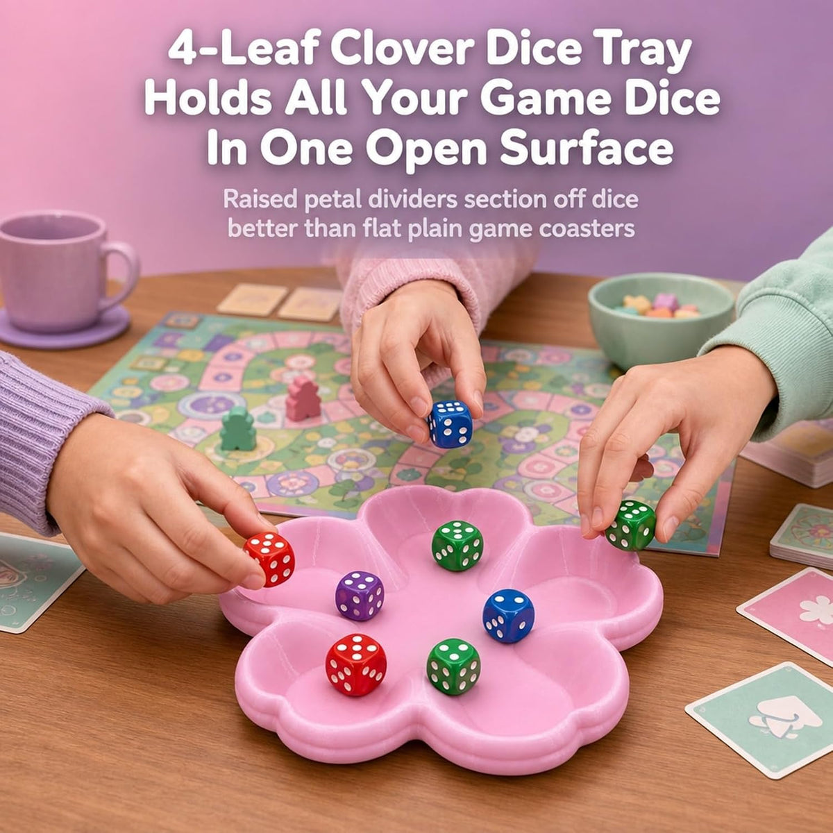 Pink Flower Dice Dish for Mahjong - view 5