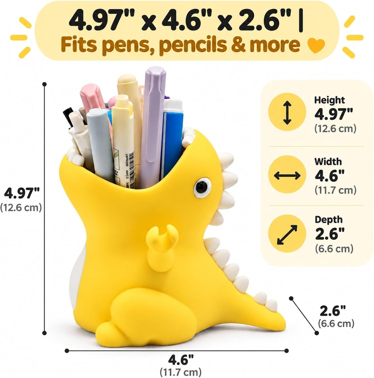 Dinosaur Pen Holder - Yellow