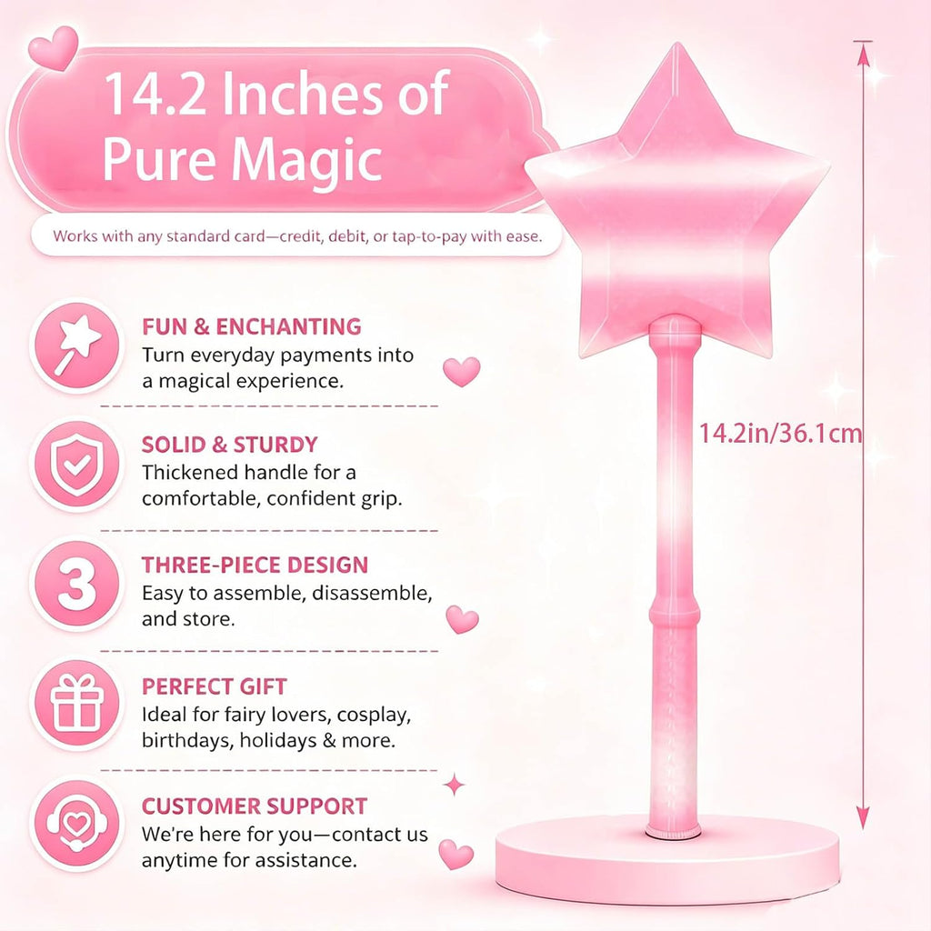 Star Wand Card Holder, Detachable 3-Piece - Pink Gradient