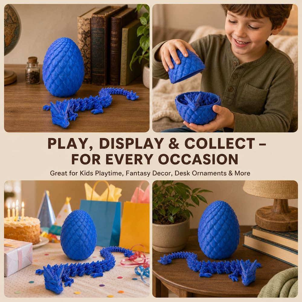 Dragon Egg Fidget Toy with Dragon Inside - Blue Gradient
