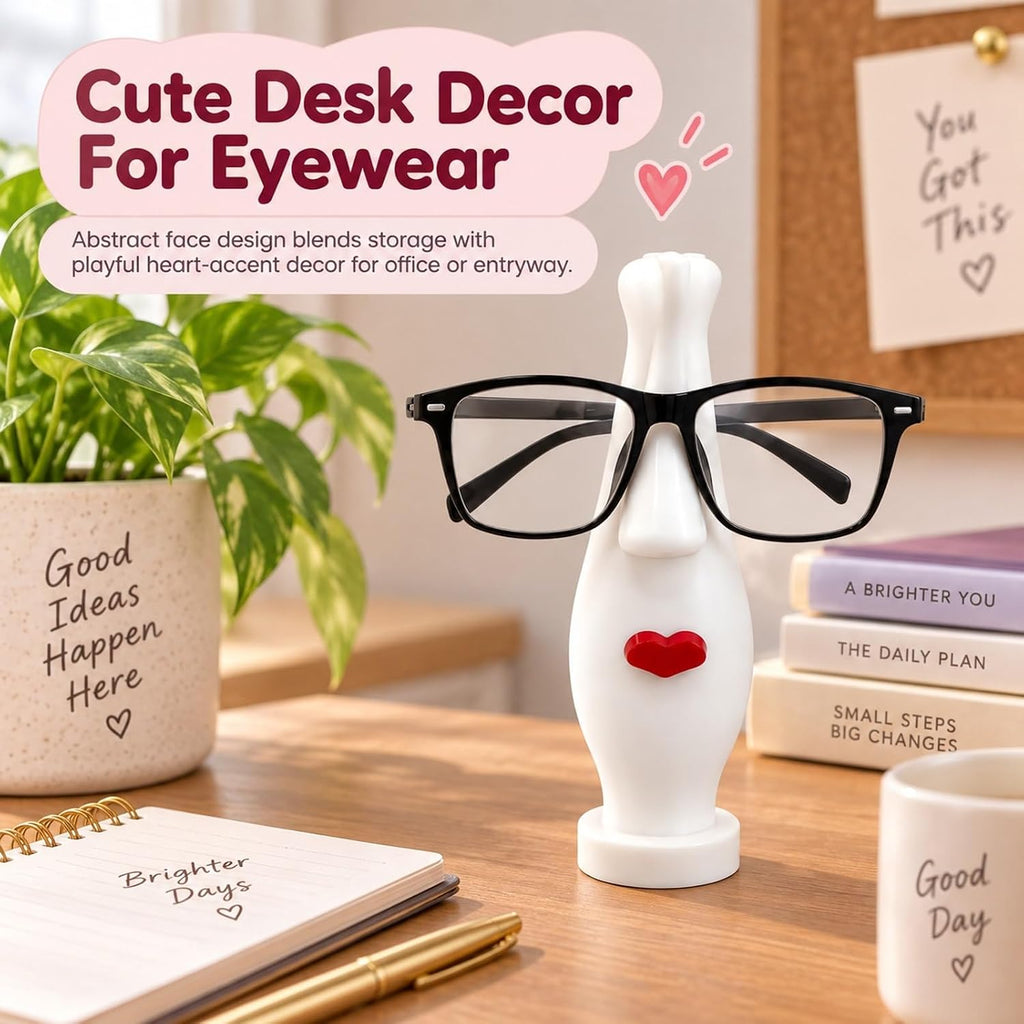 Funny Face Glasses Holder Stand - White
