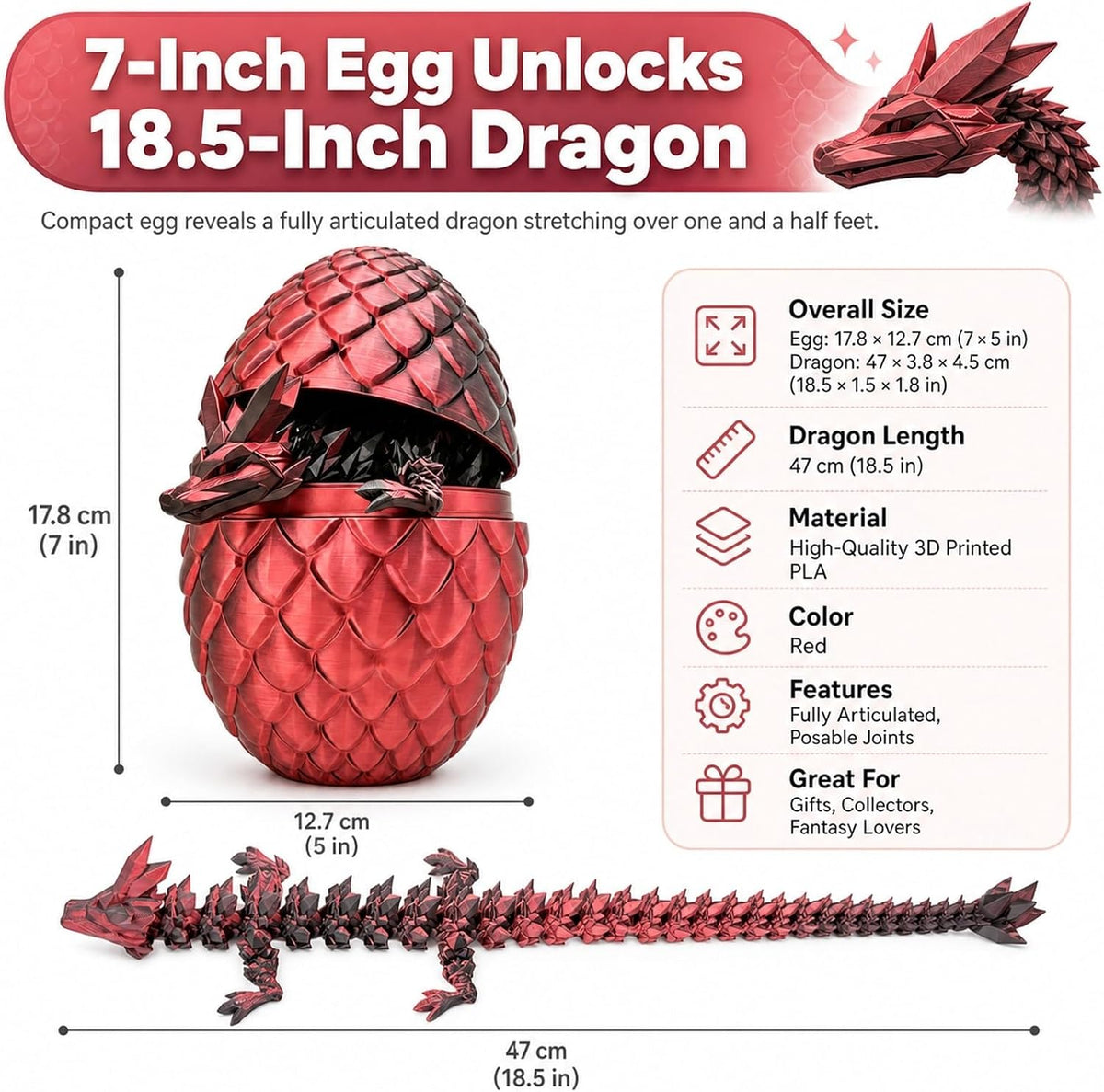 18.5 in Articulated Dragon with 7 in Egg - view 7
