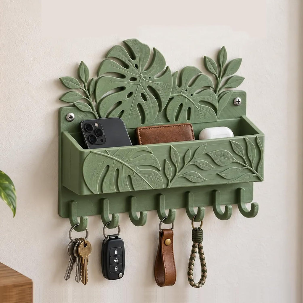 Leaf Wall Shelf Organizer with Key Hooks - view 1