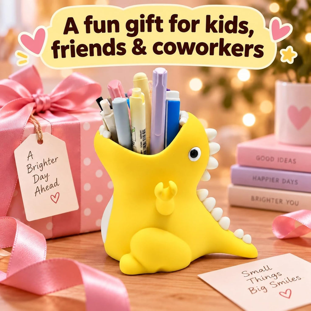 Dinosaur Pen Holder - Yellow