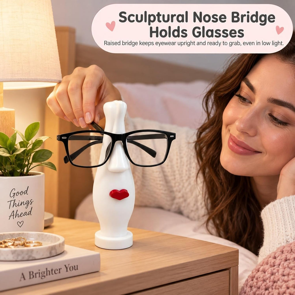 Funny Face Glasses Holder Stand - White