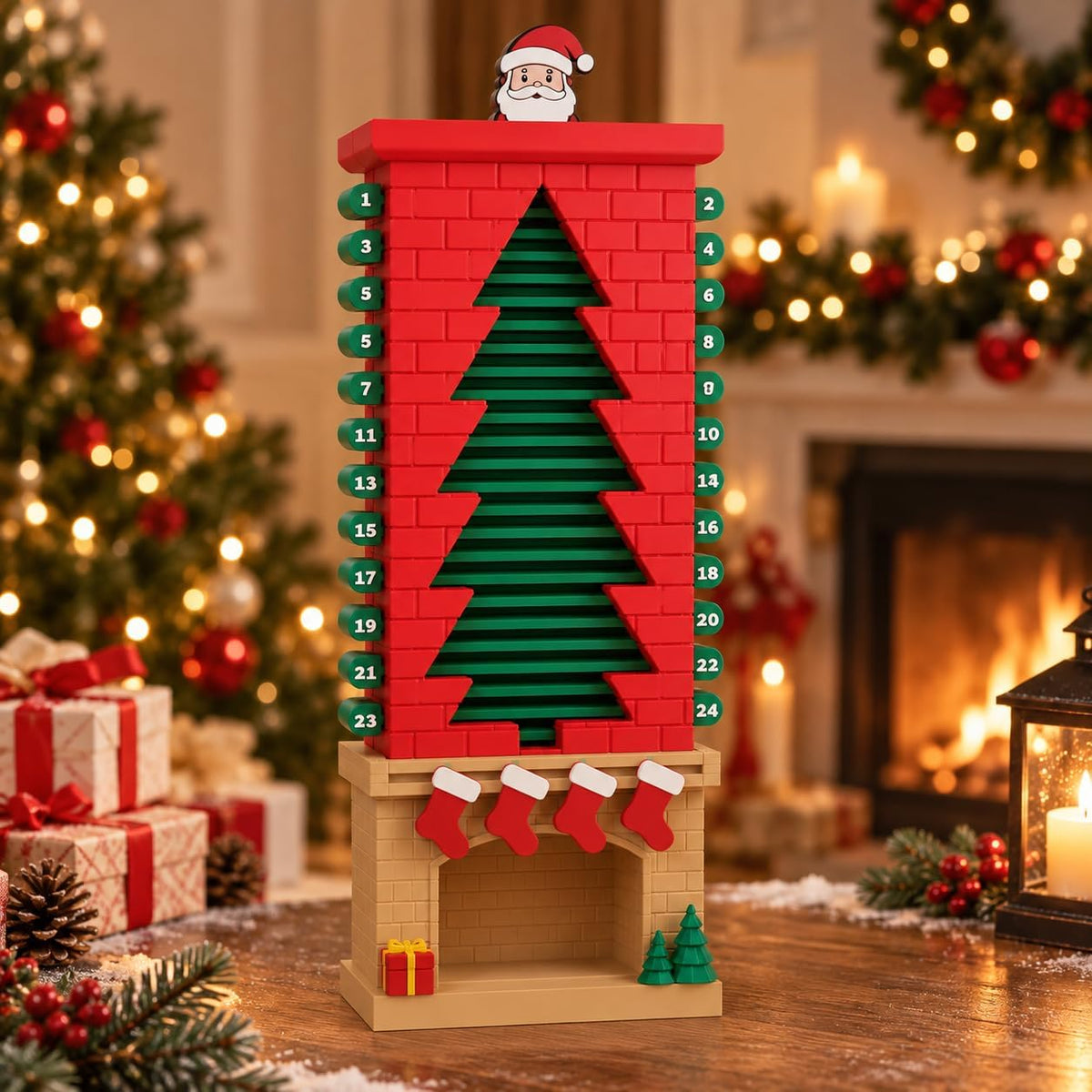 Advent Calendar with Moving Santa, Reusable 24-Day - view 1