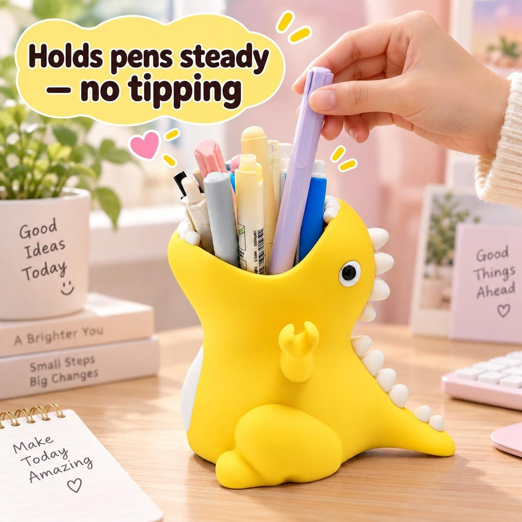 Dinosaur Pen Holder - Yellow