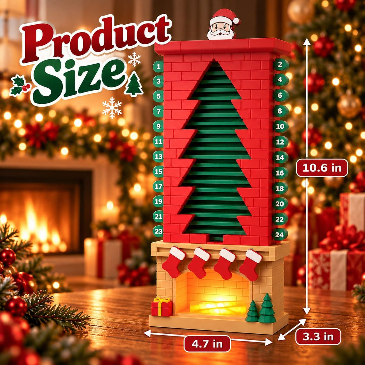 Advent Calendar with Moving Santa, Reusable 24-Day - view 3