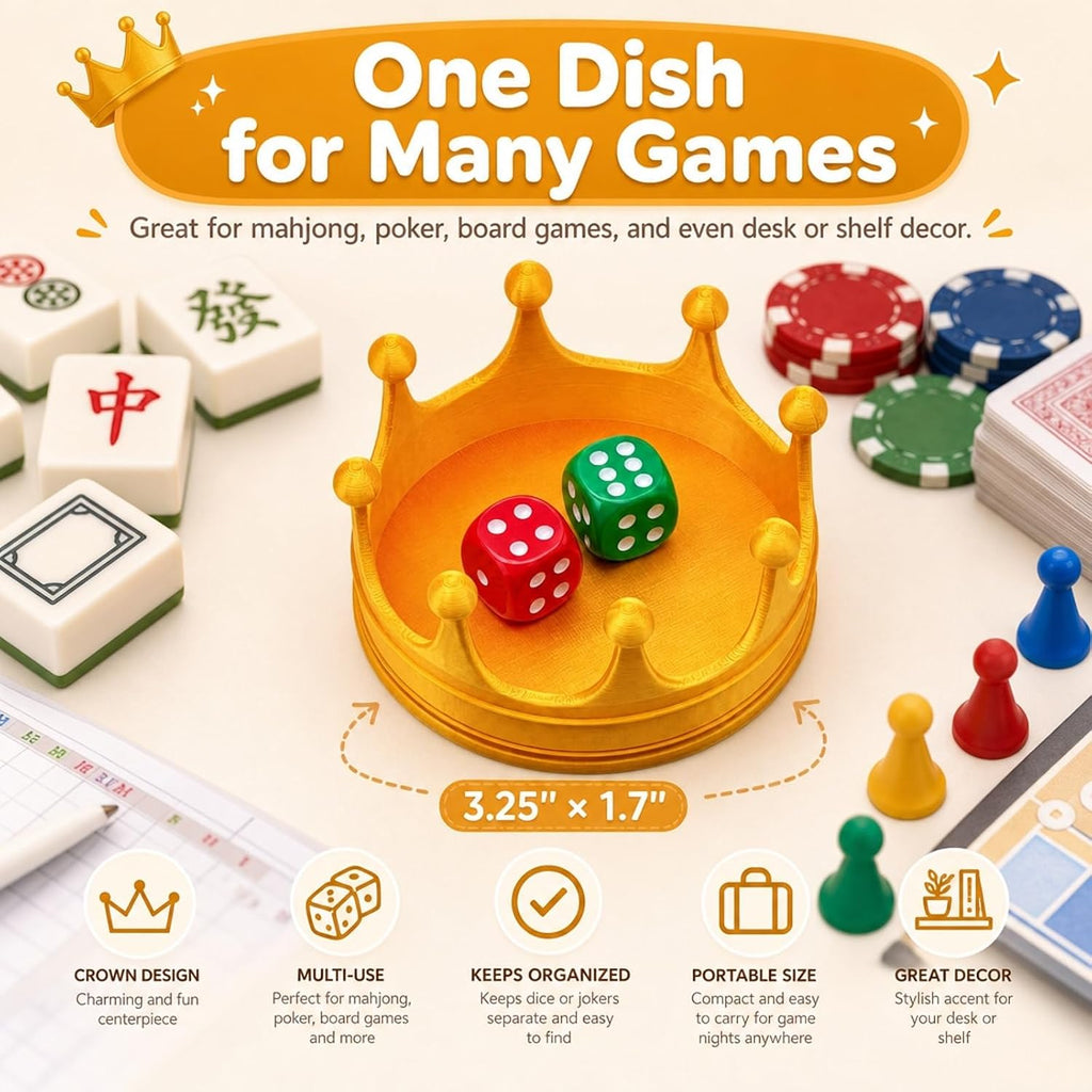 Golden Crown Mahjong Dice Dish - view 2