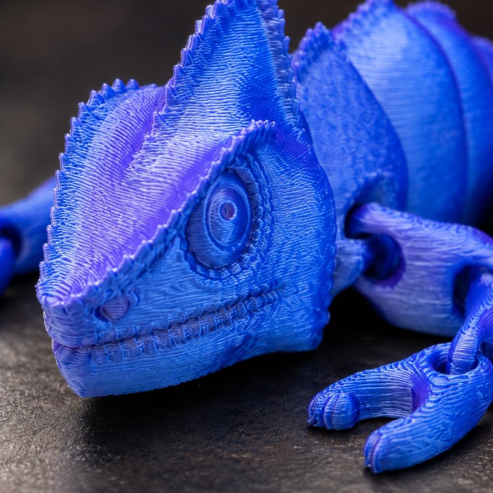 Articulated Chameleon Fidget Toy, Glossy Gradient - Blue