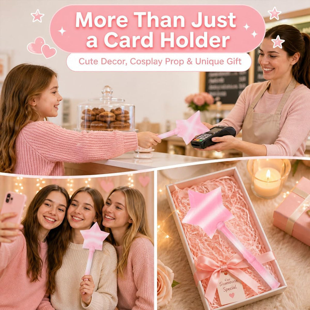 Star Wand Card Holder, Detachable 3-Piece - Pink Gradient