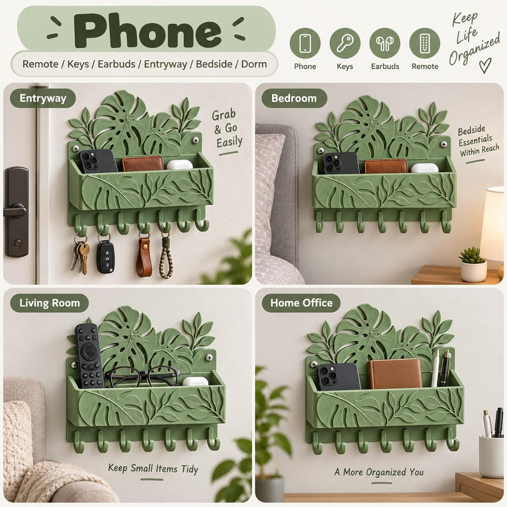 Leaf Wall Shelf Organizer with Key Hooks - view 6