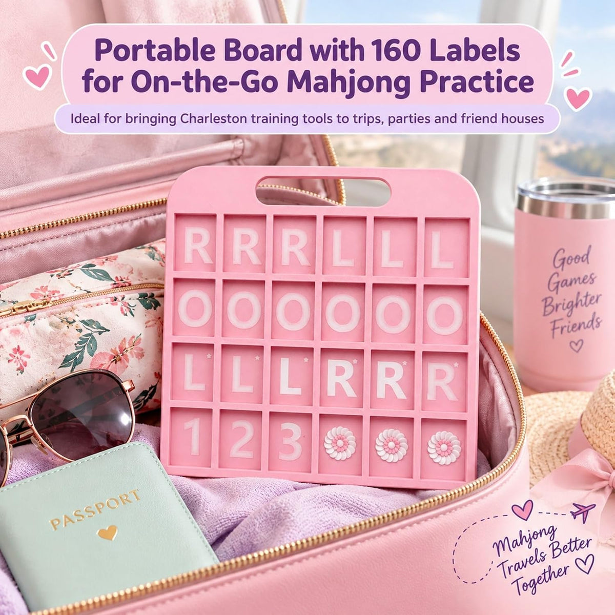 Pink Mahjong Practice Board with 160 Labels - view 4