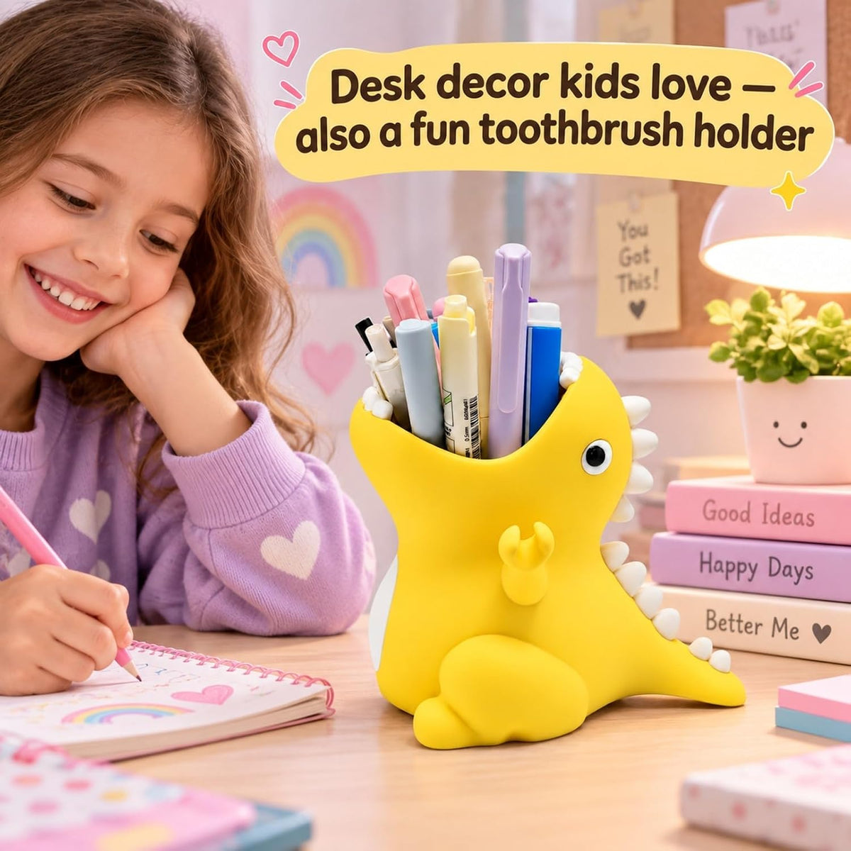 Dinosaur Pen Holder - Yellow