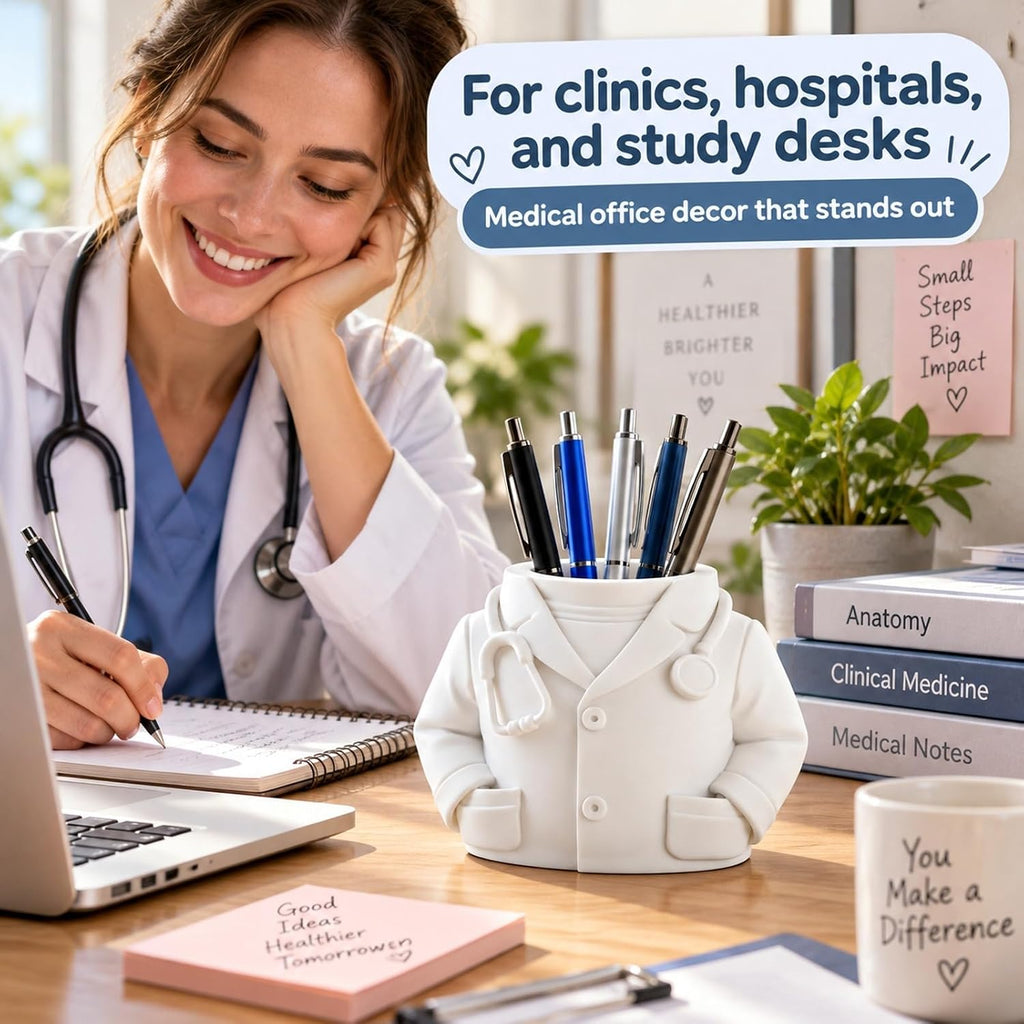 Doctor White Coat Pen Holder with Stethoscope - view 3